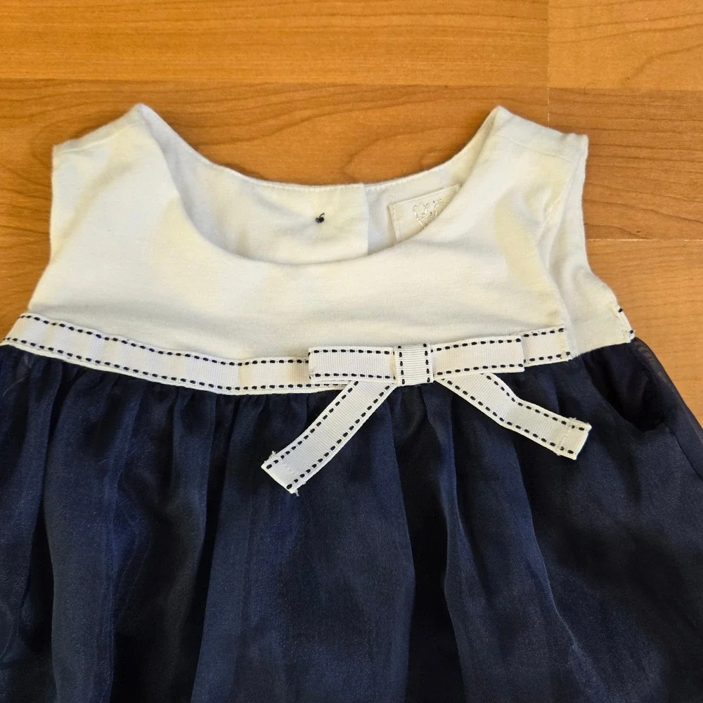 Navy Sheer Embroidered Floral Dress Size 24M Baby Toddler Classic‎ Formal Sweet